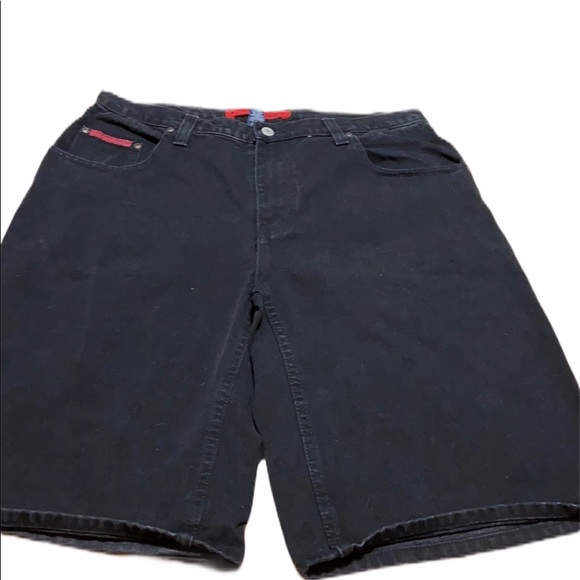 black denim cargo shorts